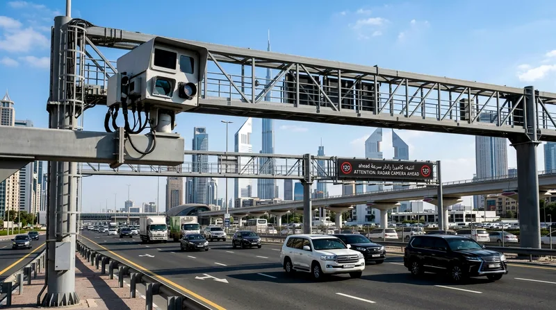 Highway speed radar camera on gantry over Sheikh Zayed Road